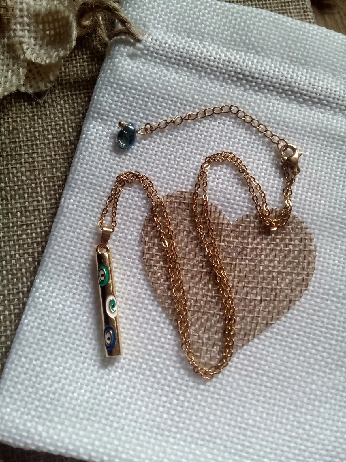 Collier tube œil de nazar en acier inoxydable – photo 2